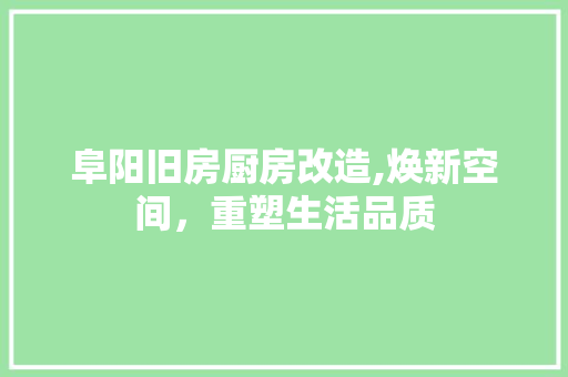 阜阳旧房厨房改造,焕新空间，重塑生活品质 墙体维修
