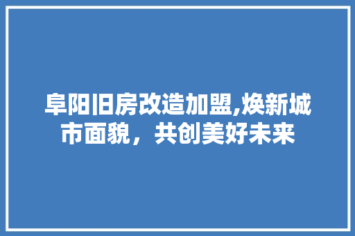 阜阳旧房改造加盟,焕新城市面貌，共创美好未来