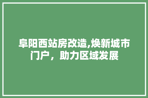 阜阳西站房改造,焕新城市门户，助力区域发展