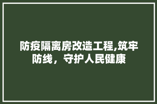 防疫隔离房改造工程,筑牢防线，守护人民健康 墙体维修