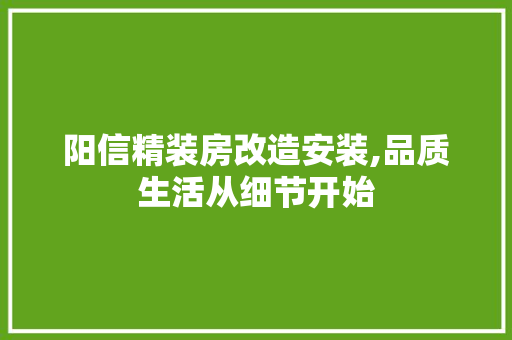 阳信精装房改造安装,品质生活从细节开始