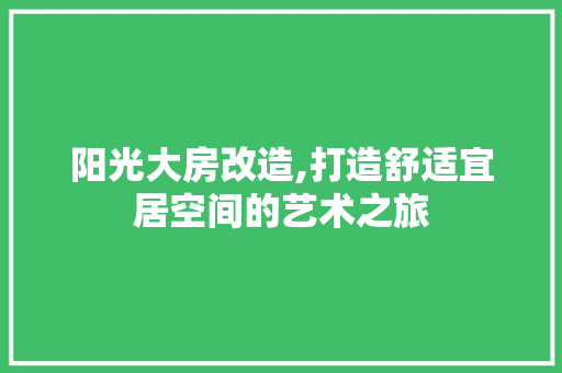 阳光大房改造,打造舒适宜居空间的艺术之旅