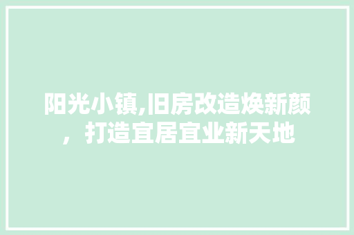 阳光小镇,旧房改造焕新颜，打造宜居宜业新天地 户内维修
