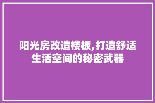 阳光房改造楼板,打造舒适生活空间的秘密武器