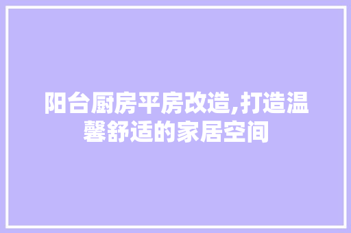 阳台厨房平房改造,打造温馨舒适的家居空间