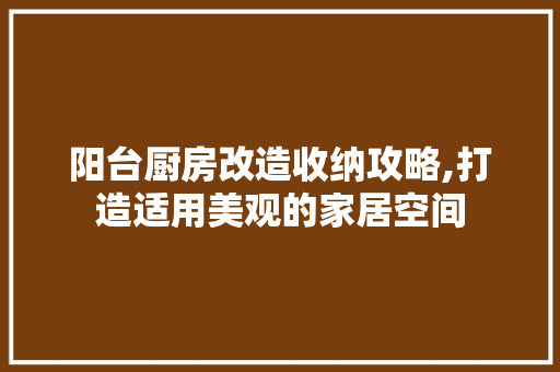 阳台厨房改造收纳攻略,打造适用美观的家居空间