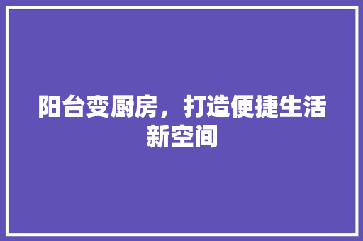 阳台变厨房，打造便捷生活新空间
