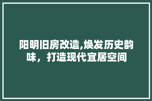阳明旧房改造,焕发历史韵味，打造现代宜居空间