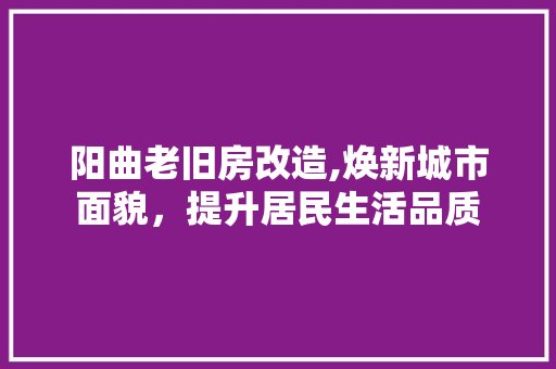 阳曲老旧房改造,焕新城市面貌，提升居民生活品质