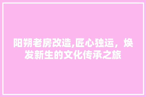 阳朔老房改造,匠心独运，焕发新生的文化传承之旅