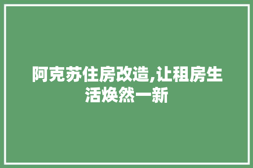 阿克苏住房改造,让租房生活焕然一新