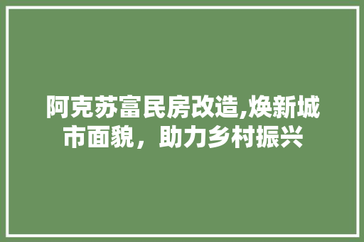 阿克苏富民房改造,焕新城市面貌，助力乡村振兴