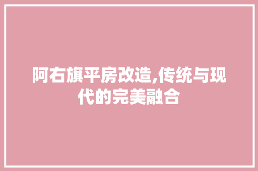 阿右旗平房改造,传统与现代的完美融合