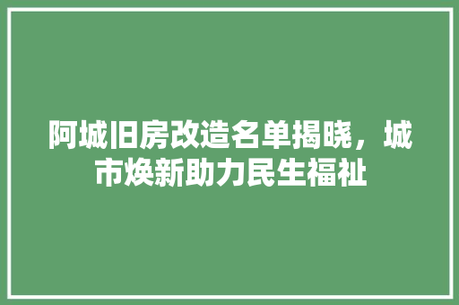 阿城旧房改造名单揭晓，城市焕新助力民生福祉