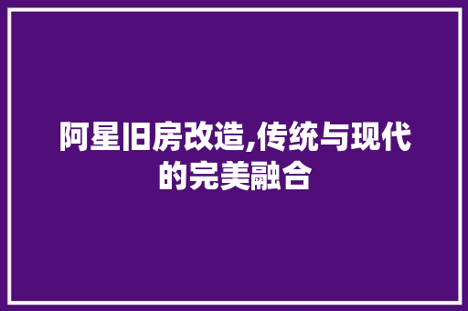 阿星旧房改造,传统与现代的完美融合