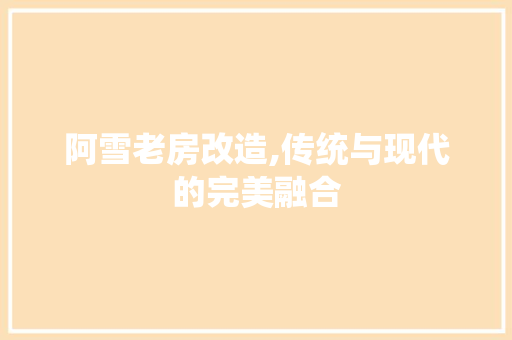 阿雪老房改造,传统与现代的完美融合