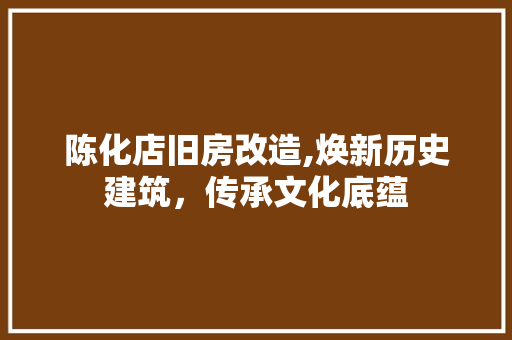 陈化店旧房改造,焕新历史建筑，传承文化底蕴
