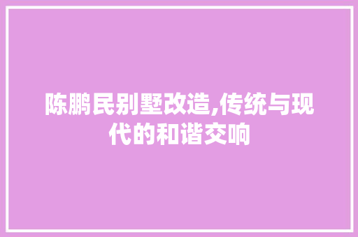 陈鹏民别墅改造,传统与现代的和谐交响