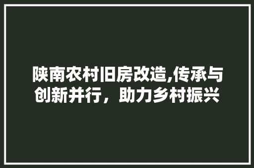 陕南农村旧房改造,传承与创新并行，助力乡村振兴