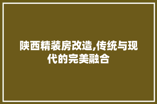 陕西精装房改造,传统与现代的完美融合