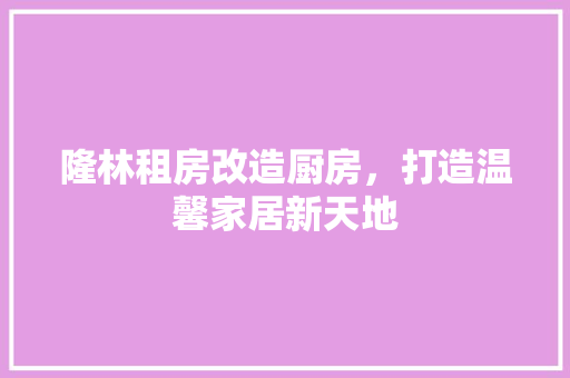 隆林租房改造厨房，打造温馨家居新天地