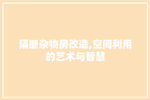隔断杂物房改造,空间利用的艺术与智慧