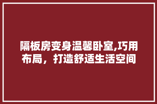 隔板房变身温馨卧室,巧用布局，打造舒适生活空间
