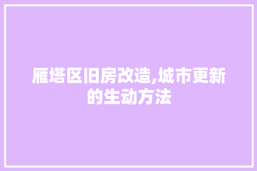 雁塔区旧房改造,城市更新的生动方法 户内维修