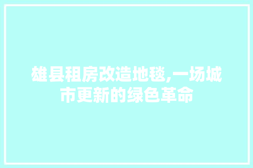 雄县租房改造地毯,一场城市更新的绿色革命