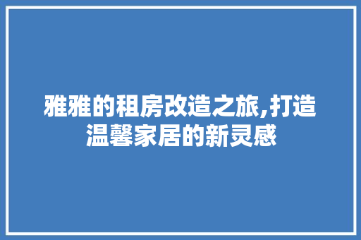 雅雅的租房改造之旅,打造温馨家居的新灵感 家电维修