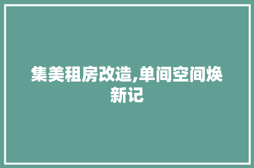 集美租房改造,单间空间焕新记