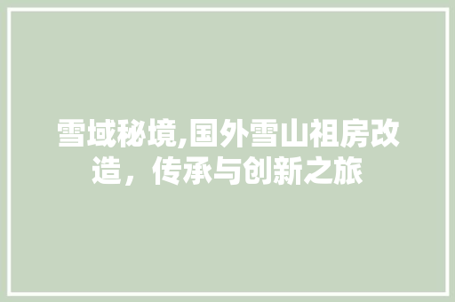 雪域秘境,国外雪山祖房改造，传承与创新之旅