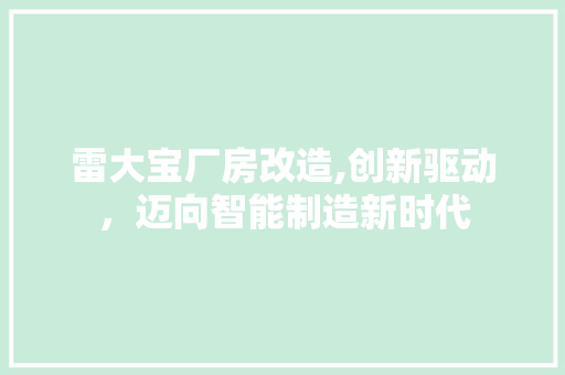 雷大宝厂房改造,创新驱动，迈向智能制造新时代