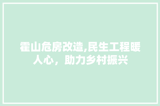 霍山危房改造,民生工程暖人心，助力乡村振兴