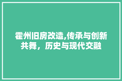 霍州旧房改造,传承与创新共舞，历史与现代交融