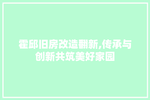 霍邱旧房改造翻新,传承与创新共筑美好家园