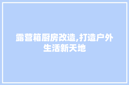 露营箱厨房改造,打造户外生活新天地 家电维修