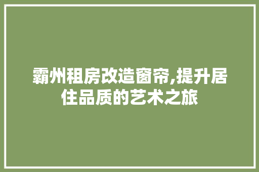 霸州租房改造窗帘,提升居住品质的艺术之旅