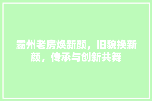 霸州老房焕新颜，旧貌换新颜，传承与创新共舞