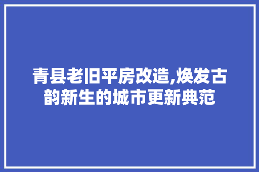 青县老旧平房改造,焕发古韵新生的城市更新典范 居家维修