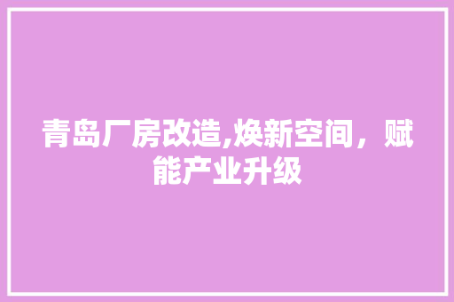 青岛厂房改造,焕新空间，赋能产业升级