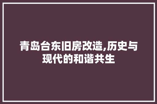 青岛台东旧房改造,历史与现代的和谐共生