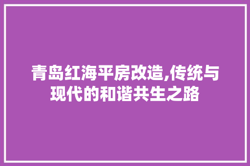 青岛红海平房改造,传统与现代的和谐共生之路