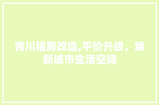 青川租房改造,平价升级，焕新城市生活空间