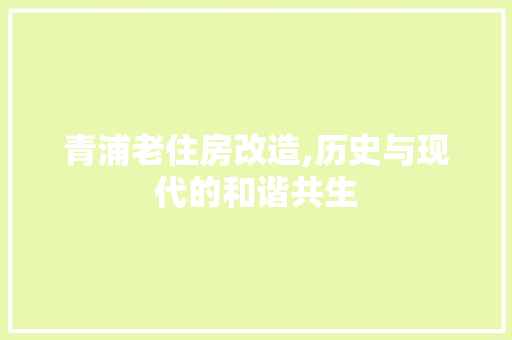 青浦老住房改造,历史与现代的和谐共生