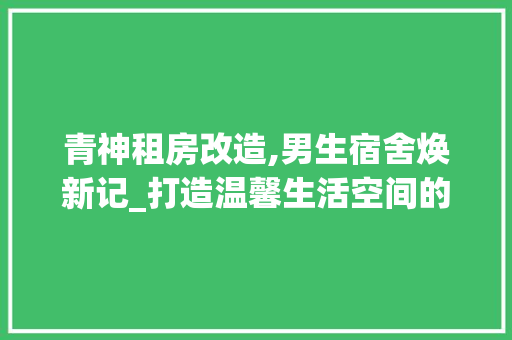 青神租房改造,男生宿舍焕新记_打造温馨生活空间的艺术