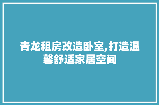 青龙租房改造卧室,打造温馨舒适家居空间 家电维修
