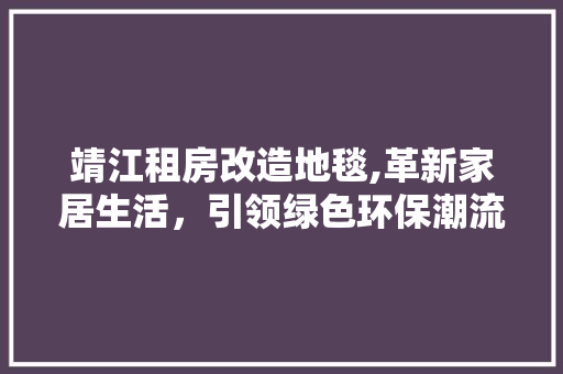 靖江租房改造地毯,革新家居生活，引领绿色环保潮流