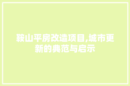 鞍山平房改造项目,城市更新的典范与启示