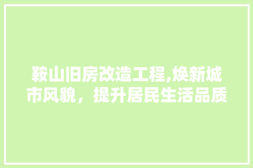 鞍山旧房改造工程,焕新城市风貌，提升居民生活品质